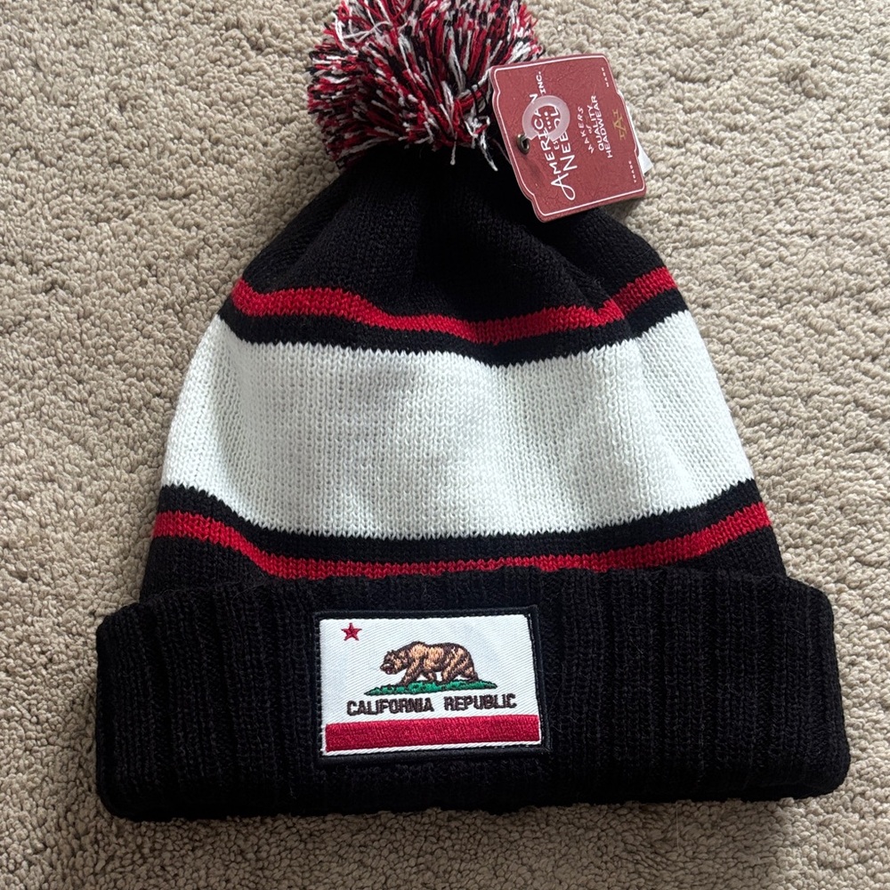 American Needle California Republic Beanie - Black, White, Red